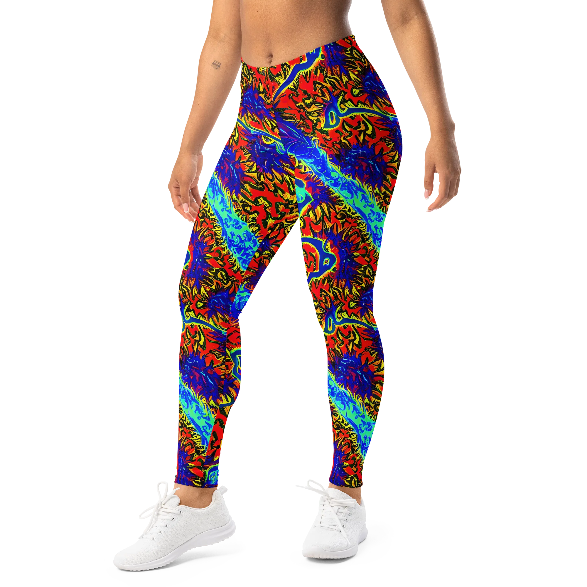 Electric Petalstorm on Leggings — Left Front