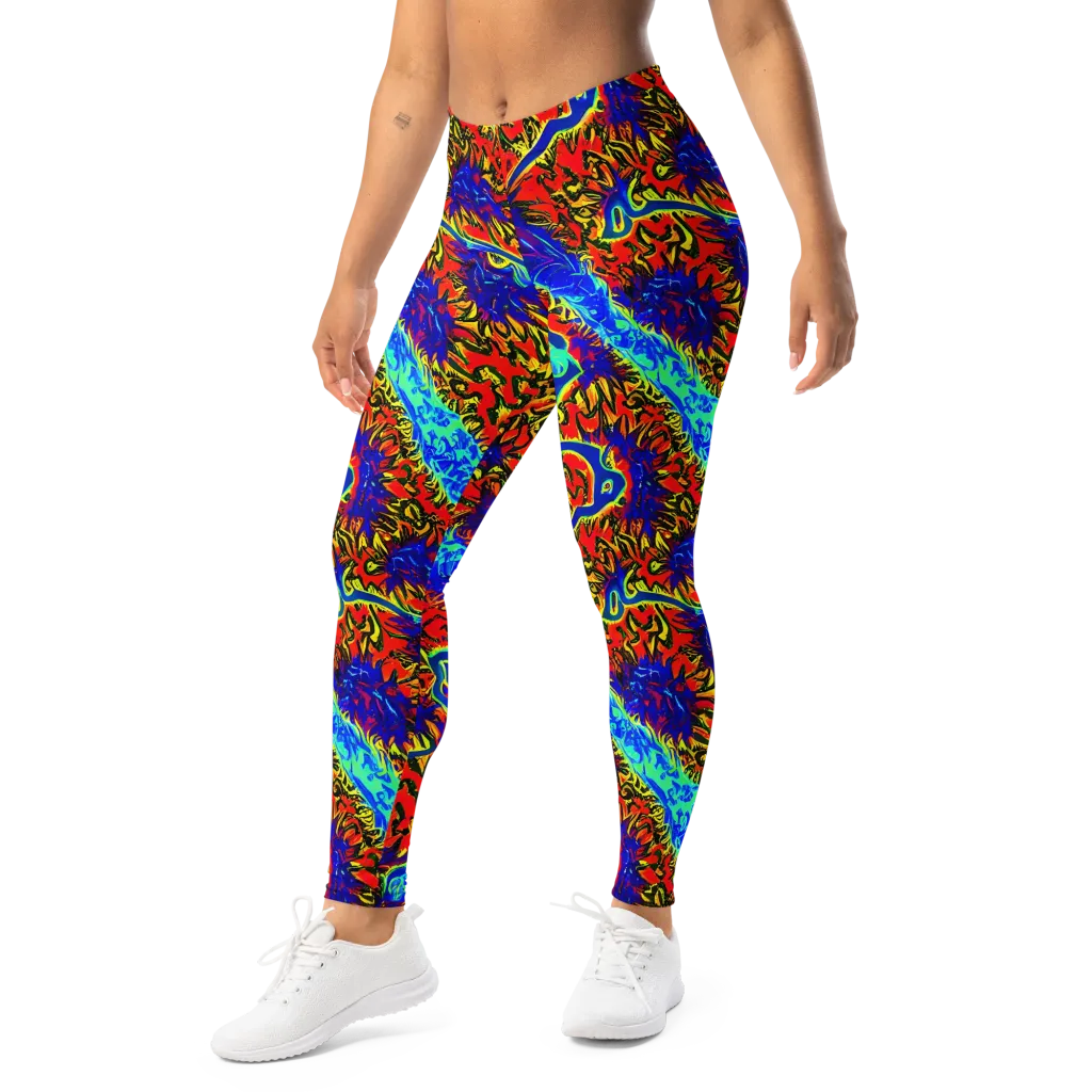 Electric Petalstorm on Leggings — Left Front