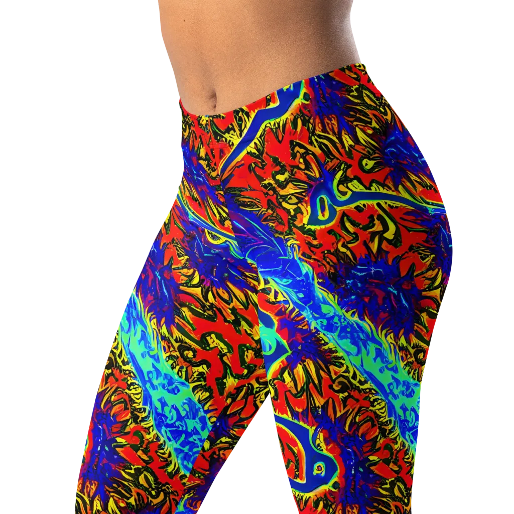 Electric Petalstorm on Leggings — Left Front
