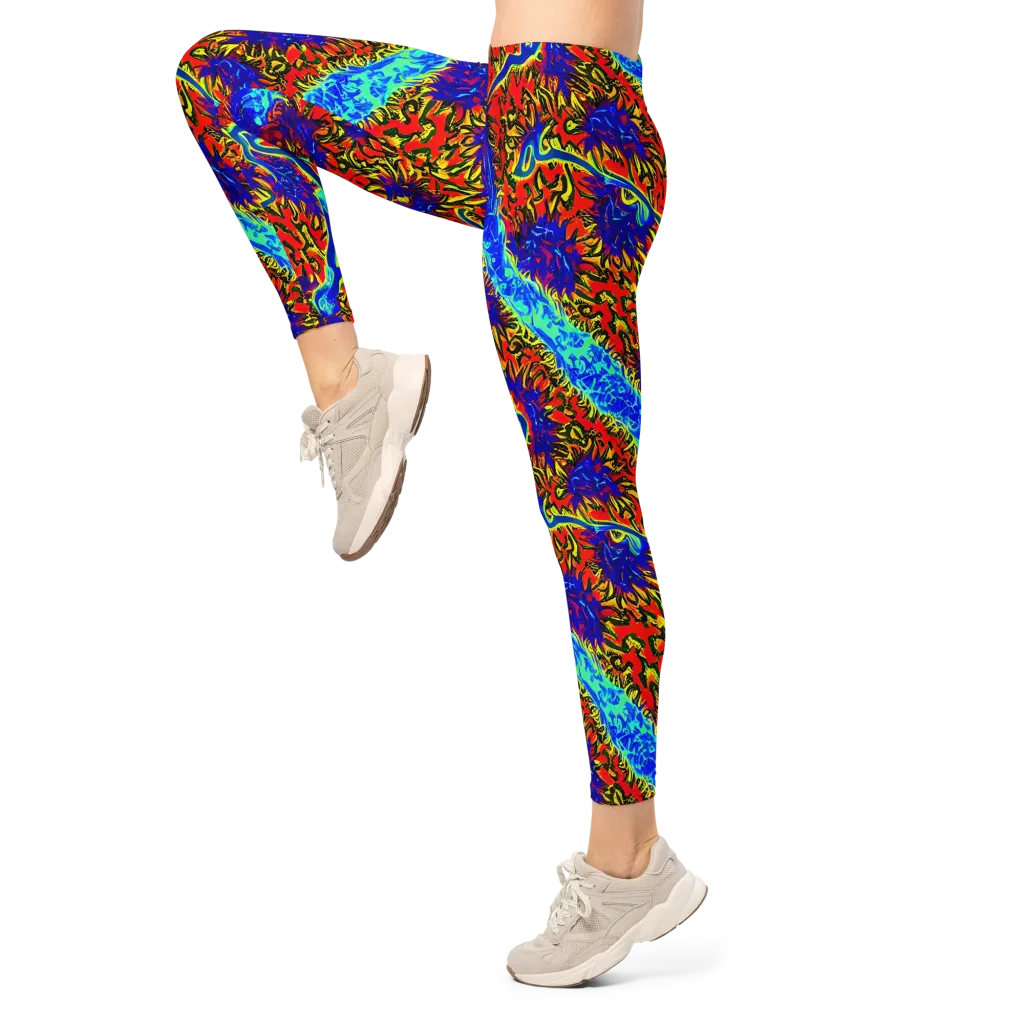 Electric Petalstorm on Leggings — Left