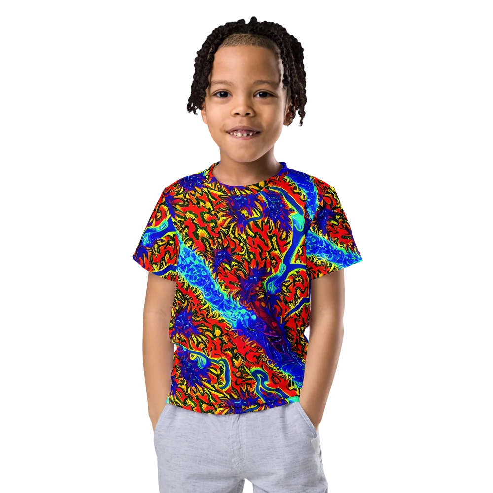 Electric Petalstorm on Kids Crew Neck T-Shirt — Front