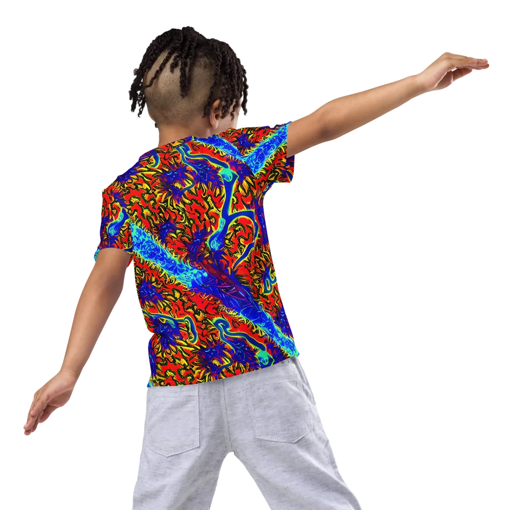 Electric Petalstorm on Kids Crew Neck T-Shirt — Back