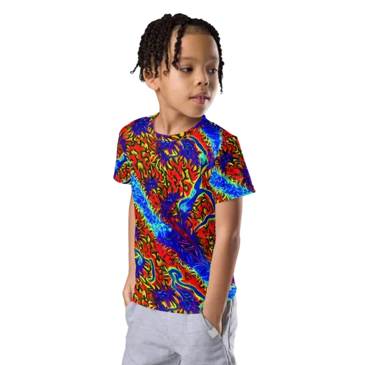Electric Petalstorm on a Kids Crew Neck T-Shirt