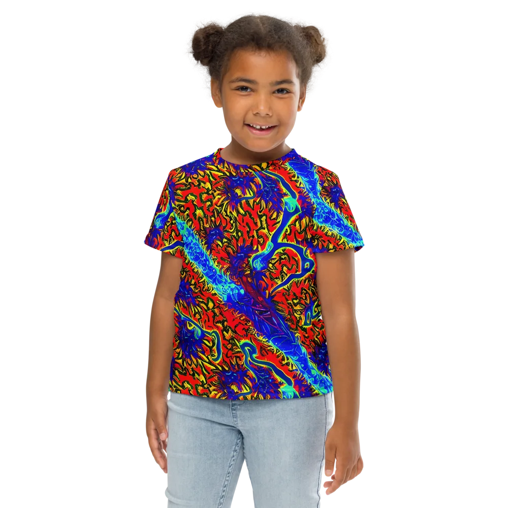 Electric Petalstorm on Kids Crew Neck T-Shirt — Front
