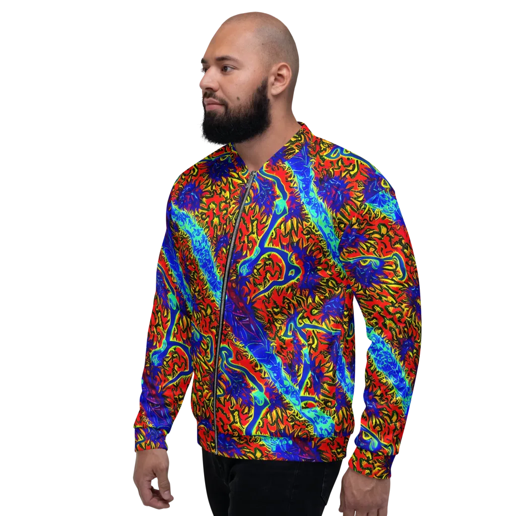 Electric Petalstorm on Bomber Jacket — Left