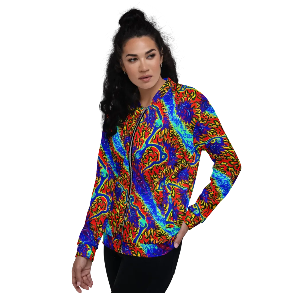 Electric Petalstorm on Bomber Jacket — Left