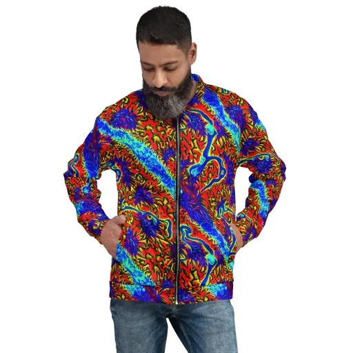 Electric Petalstorm on a Bomber Jacket