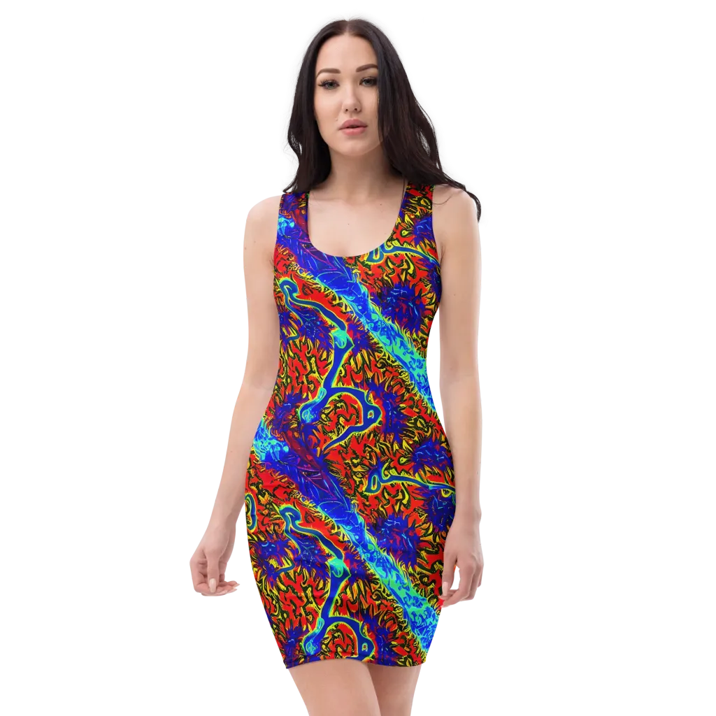 Electric Petalstorm on Bodycon Dress — Front