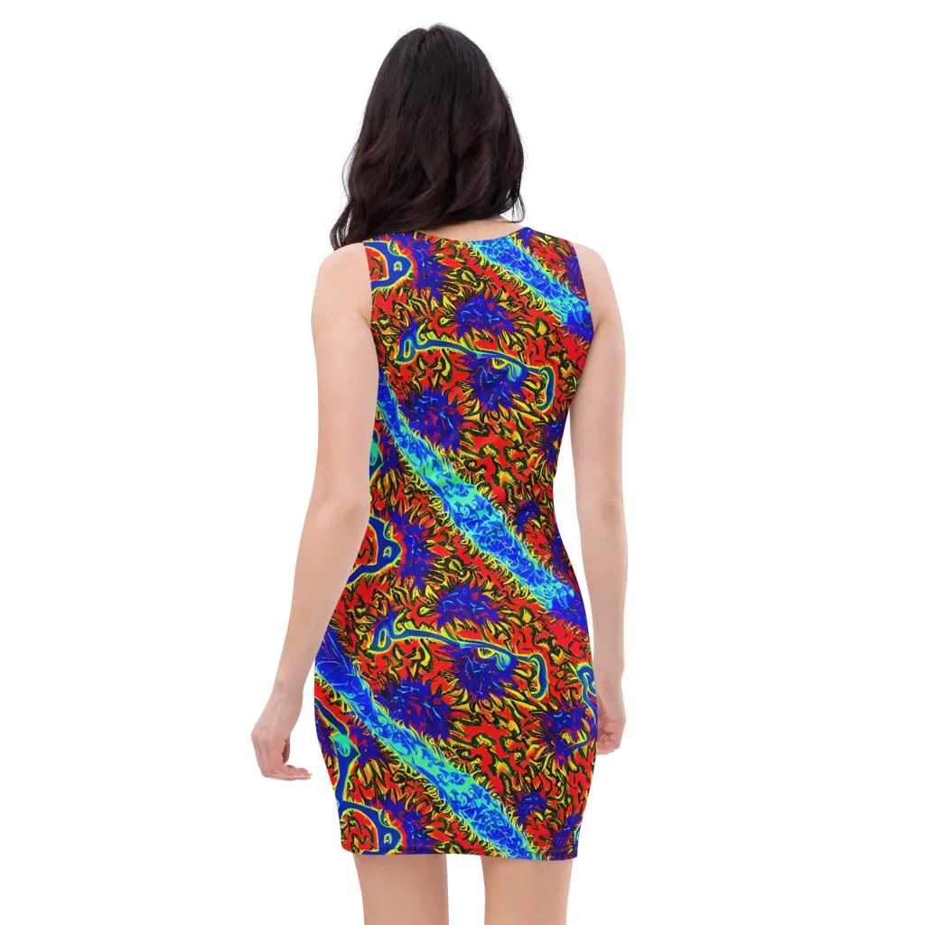 Electric Petalstorm on Bodycon Dress — Back