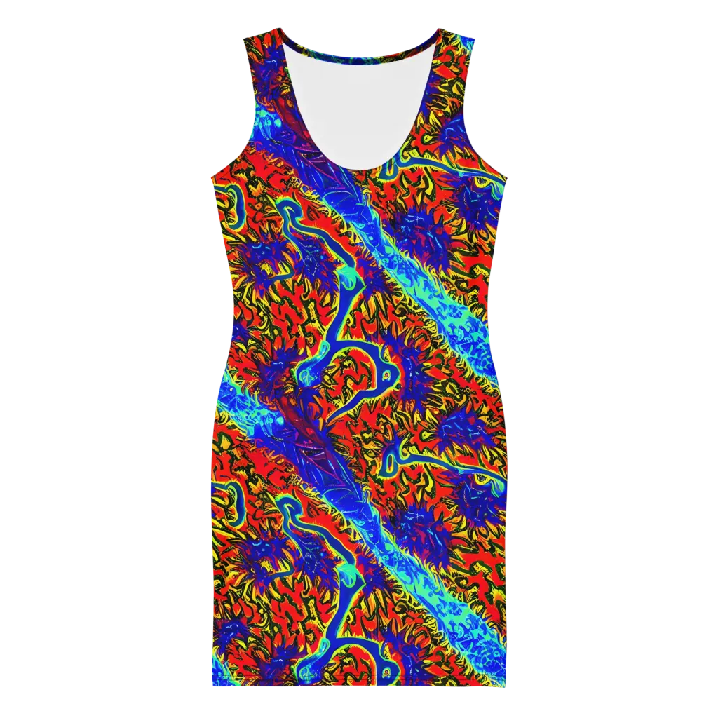 Electric Petalstorm on Bodycon Dress — Front