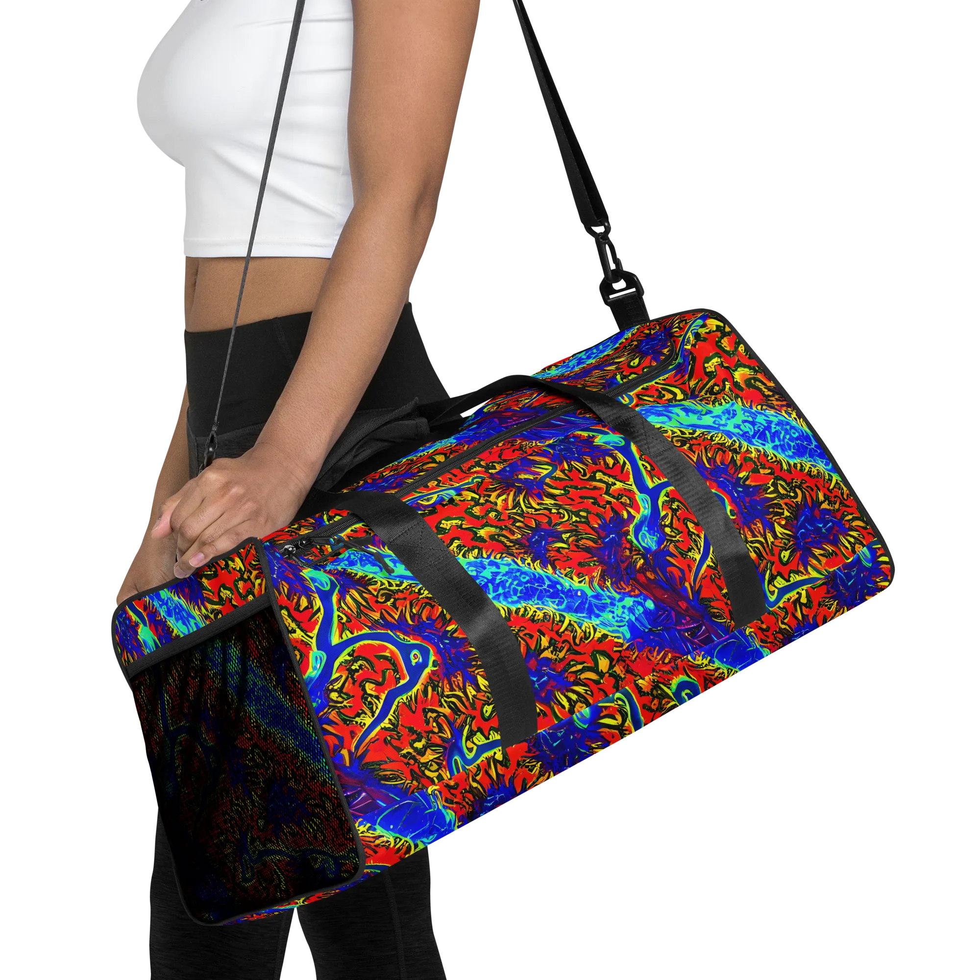Electric Petalstorm on Duffle Bag — Front