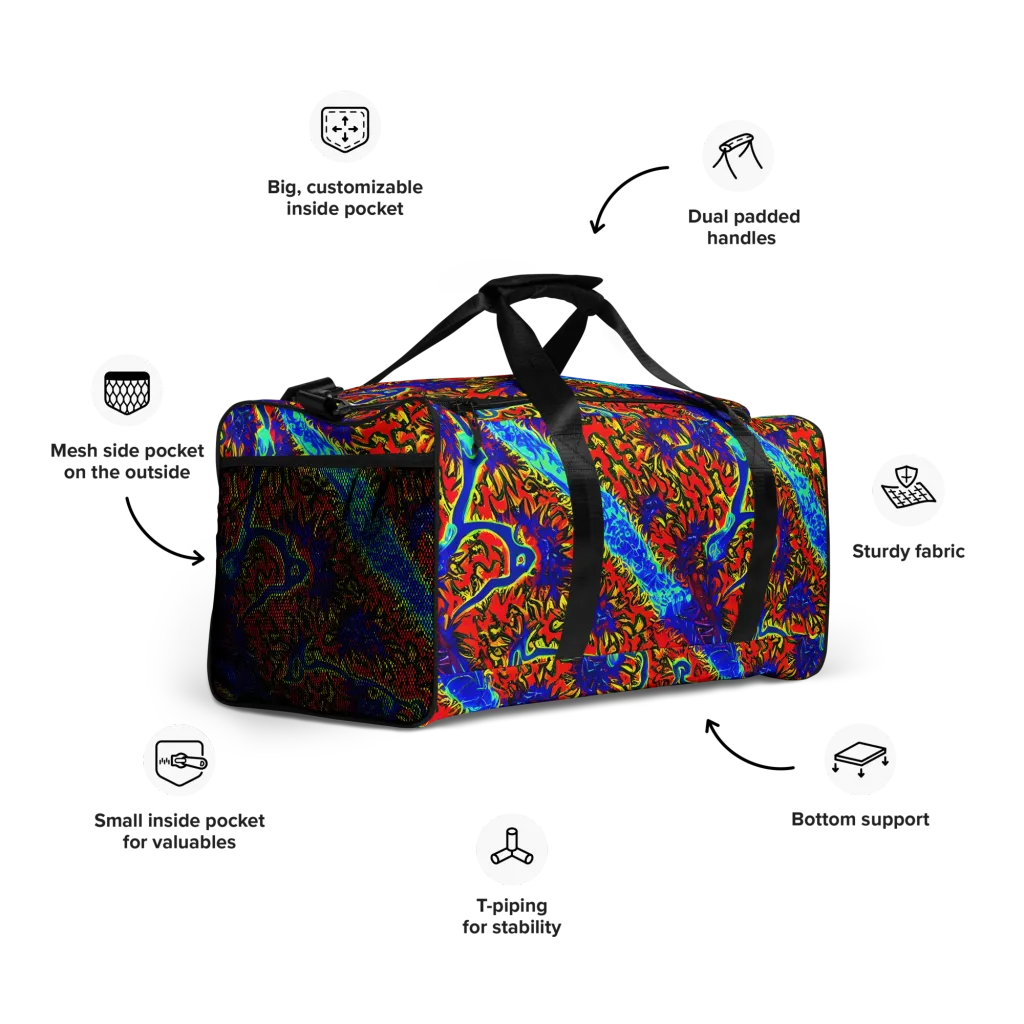 Electric Petalstorm on Duffle Bag — Right Front