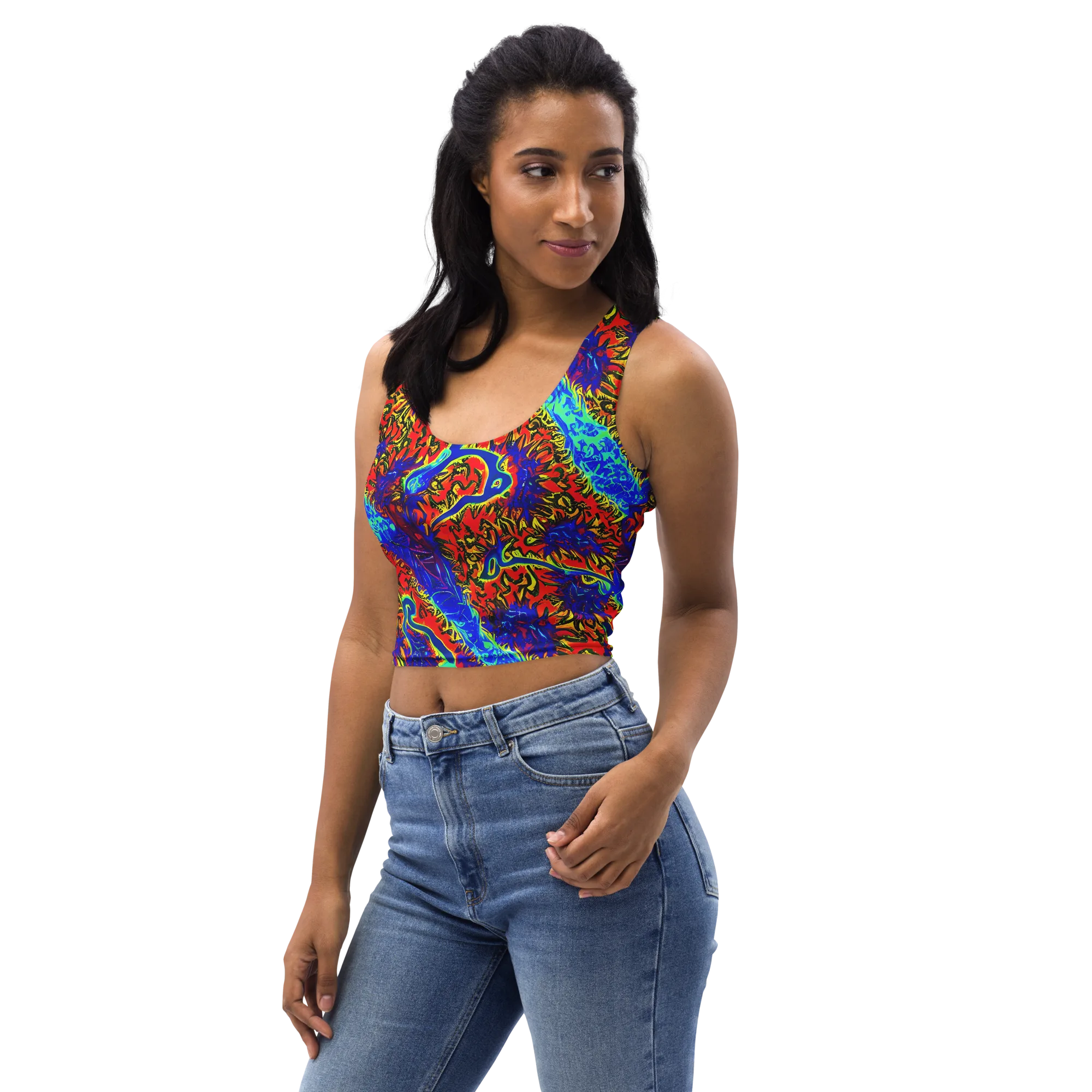 Electric Petalstorm on Crop Top — Left Front