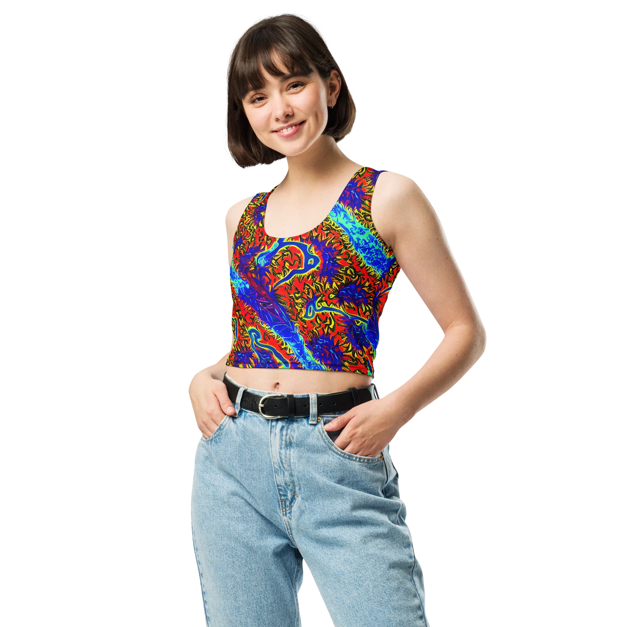 Electric Petalstorm on Crop Top — Front