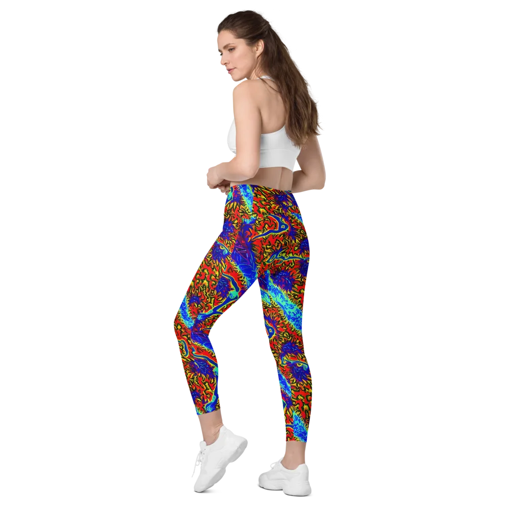 Electric Petalstorm on Leggings with Pockets — Left Back