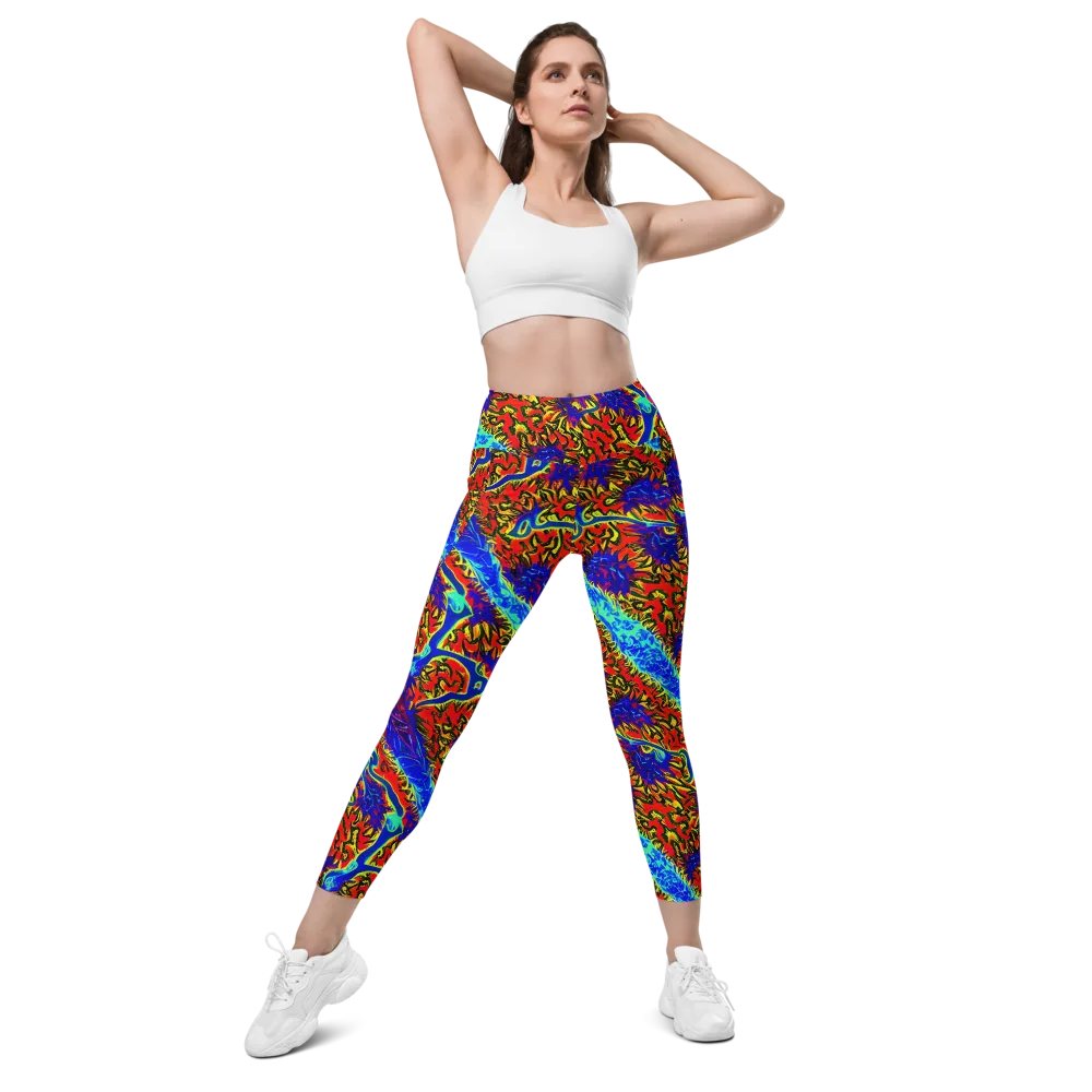 Electric Petalstorm on Leggings with Pockets — Front