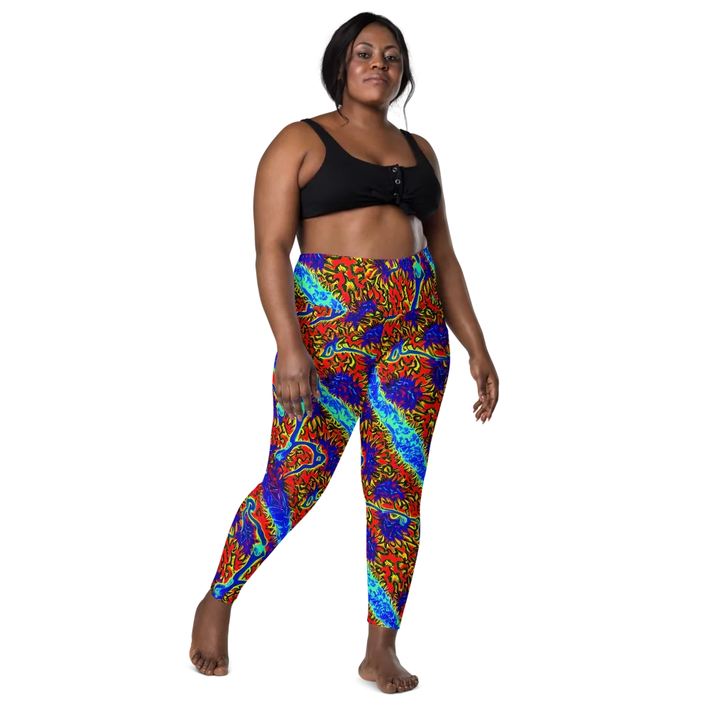 Electric Petalstorm on Leggings with Pockets — Front