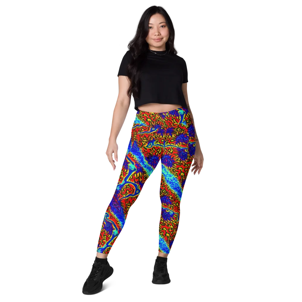 Electric Petalstorm on Leggings with Pockets — Front