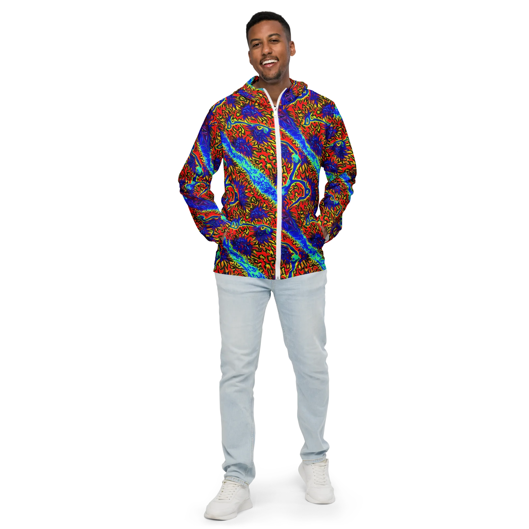 Electric Petalstorm on Men's Windbreaker — Front