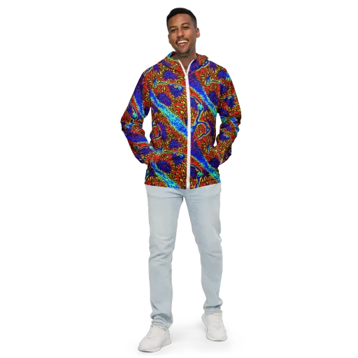 Electric Petalstorm on a Men's Windbreaker
