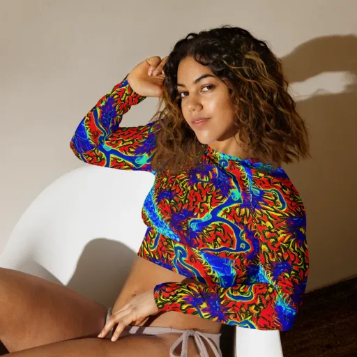 Electric Petalstorm on a Long Sleeve Crop Top