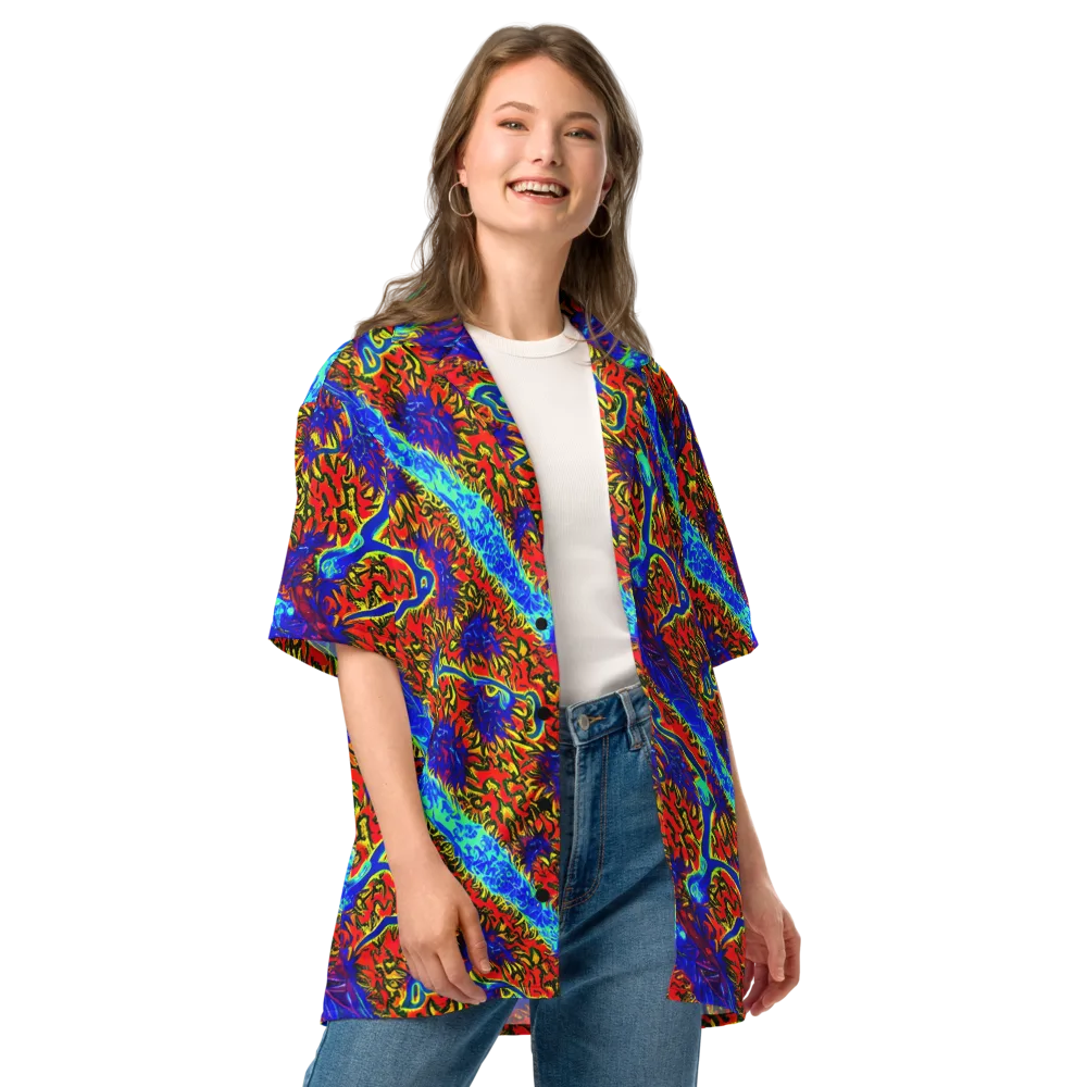 Electric Petalstorm on Button Shirt — Front
