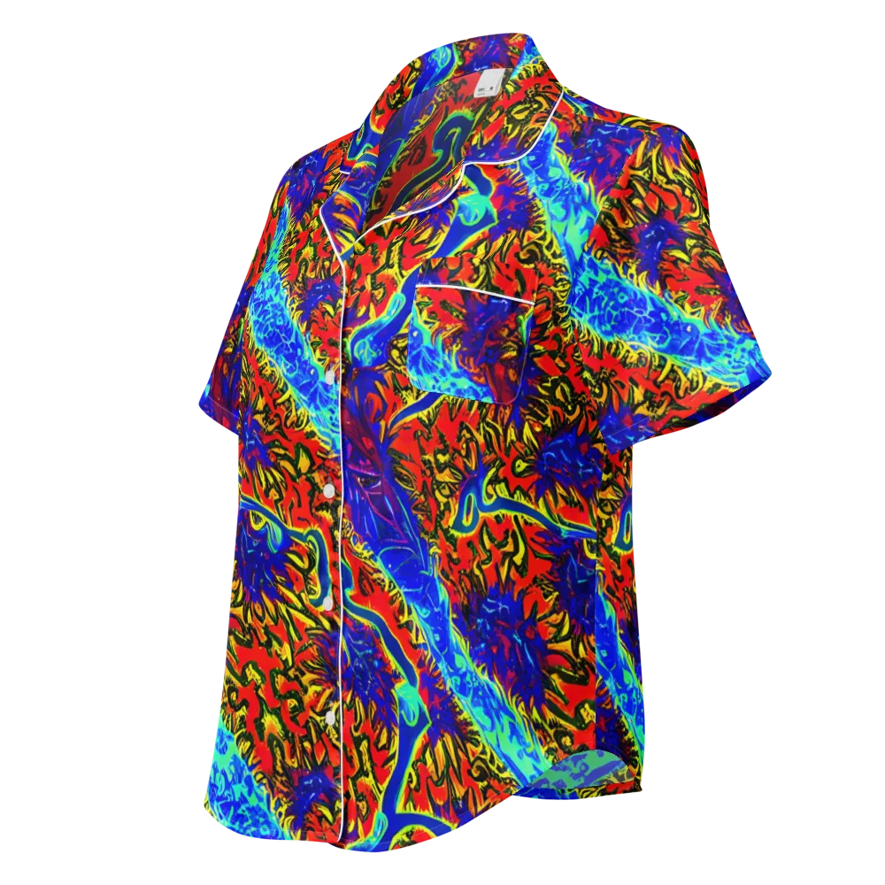 Electric Petalstorm on Women's Short Sleeve Pajama Top — Left Front