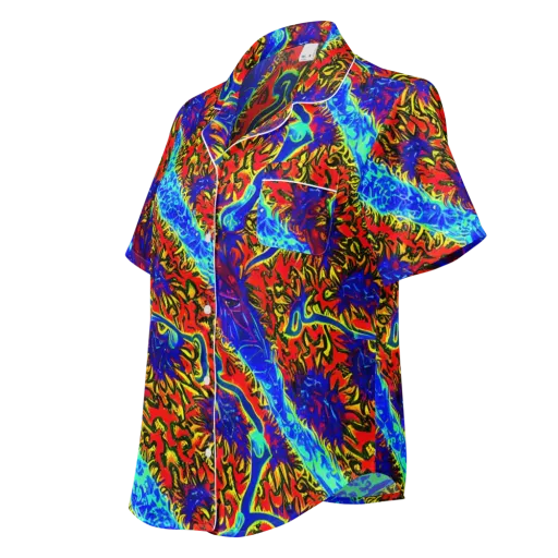 Electric Petalstorm on a Women's Short Sleeve Pajama Top