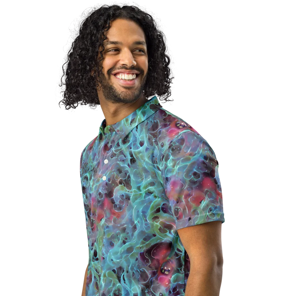 Cosmic Tide on Men's Slim Fit Polo Shirt — Left Front