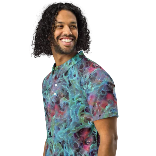 Cosmic Tide on a Men's Slim Fit Polo Shirt