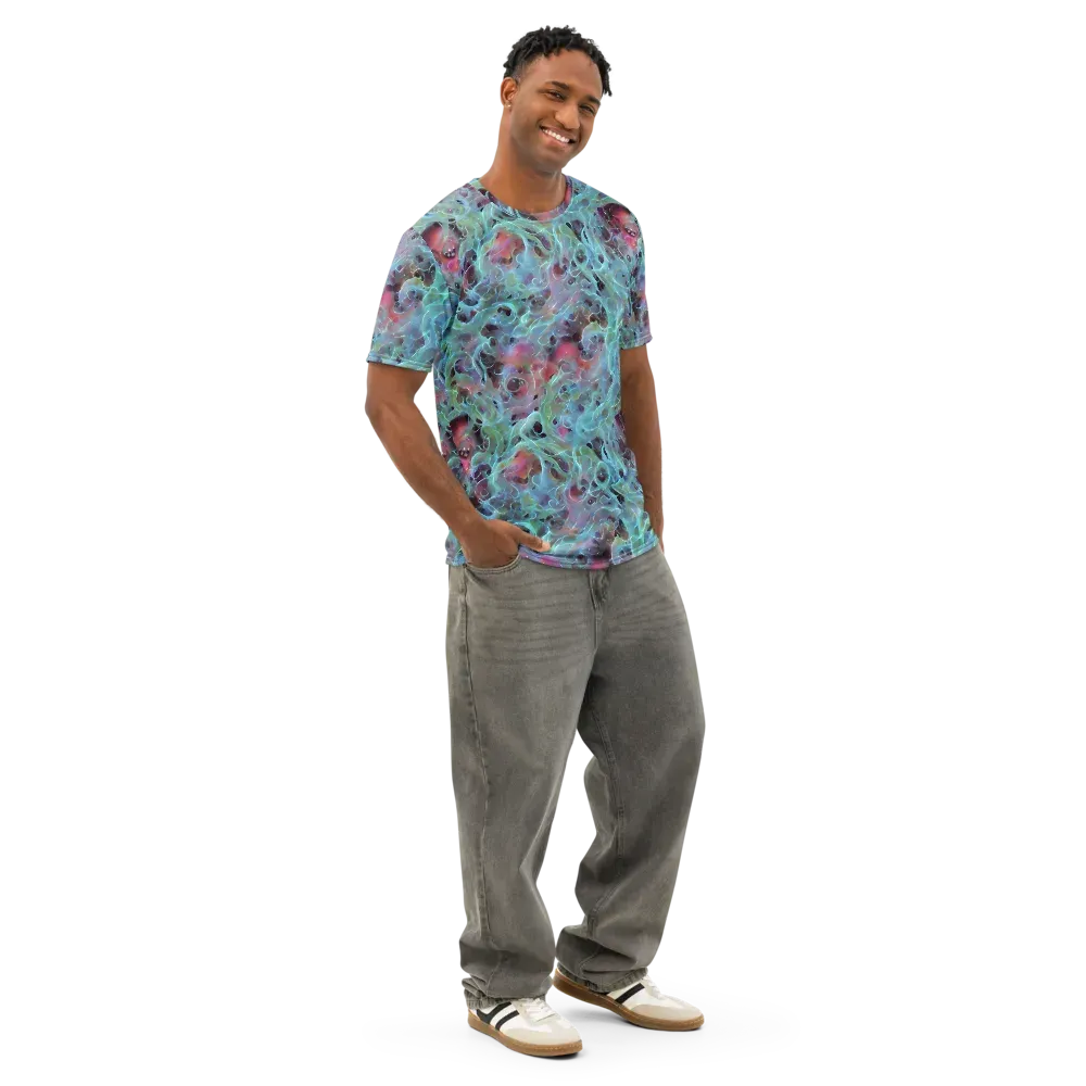 Cosmic Tide on Men's Cotton Crew Neck T-Shirt — Right Front