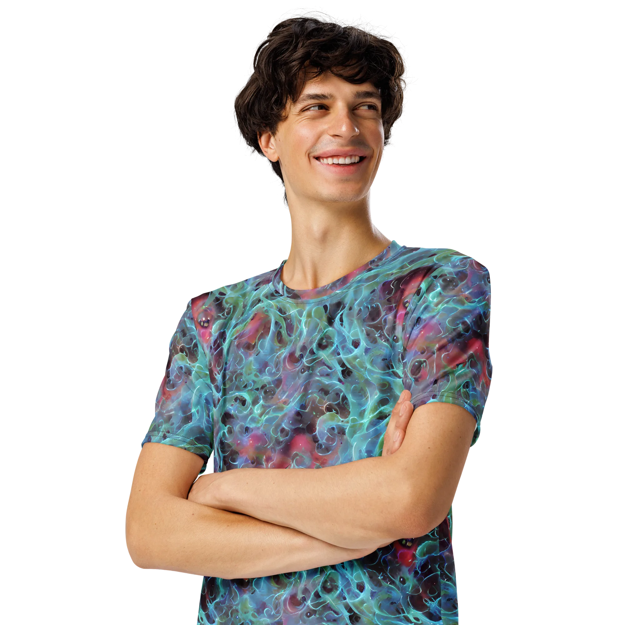 Cosmic Tide on Men's Crew Neck T-Shirt — Left Front