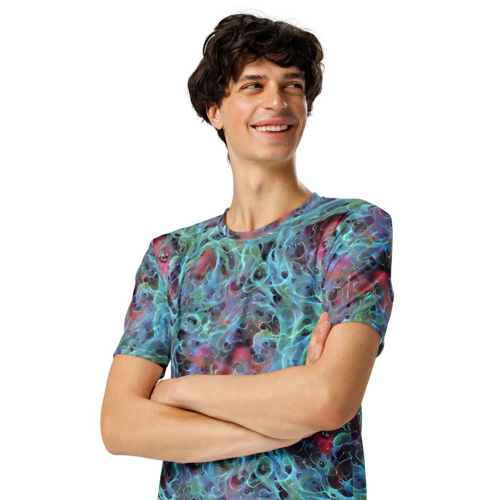 Cosmic Tide on Men's Crew Neck T-Shirt — Left Front