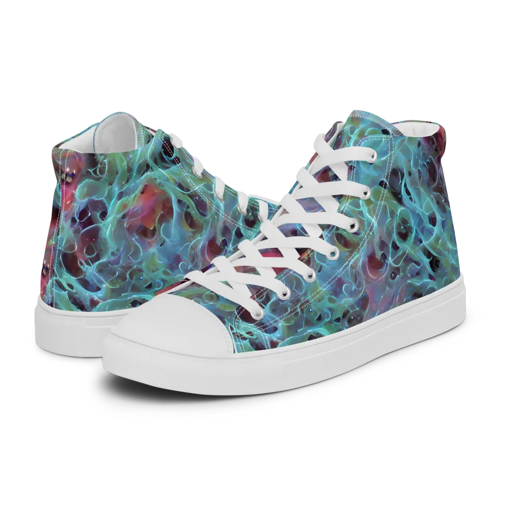 Cosmic Tide on Men's High Top Canvas Shoes — Left