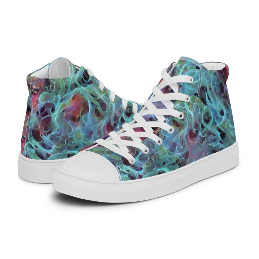 Cosmic Tide on a Men's High Top Canvas Shoes