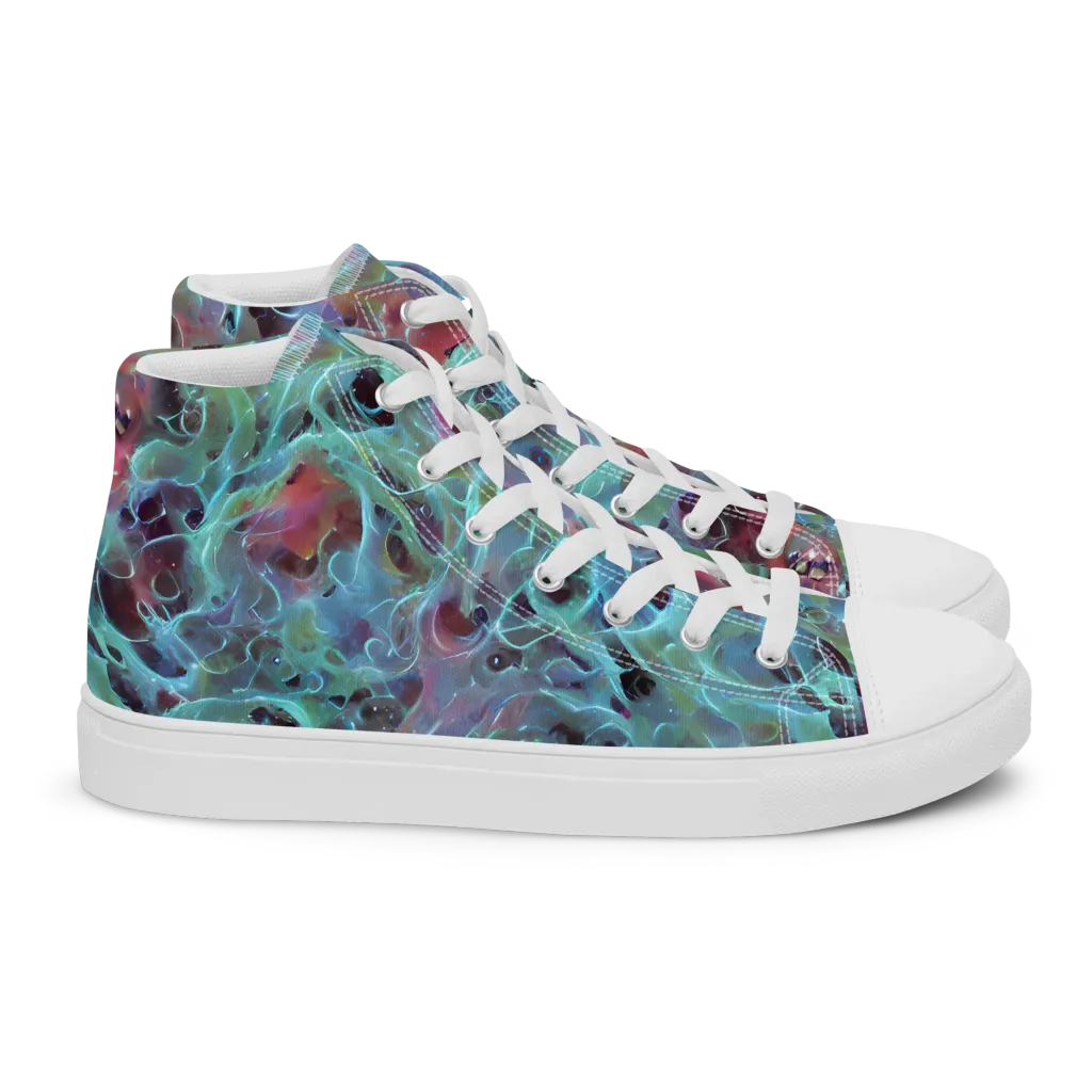 Cosmic Tide on Women's High Top Canvas Shoes — Right