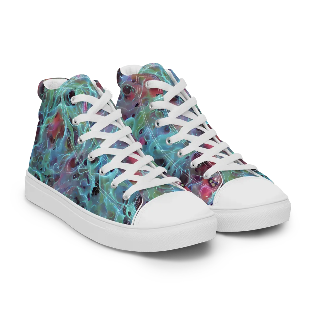 Cosmic Tide on Women's High Top Canvas Shoes — Right Front