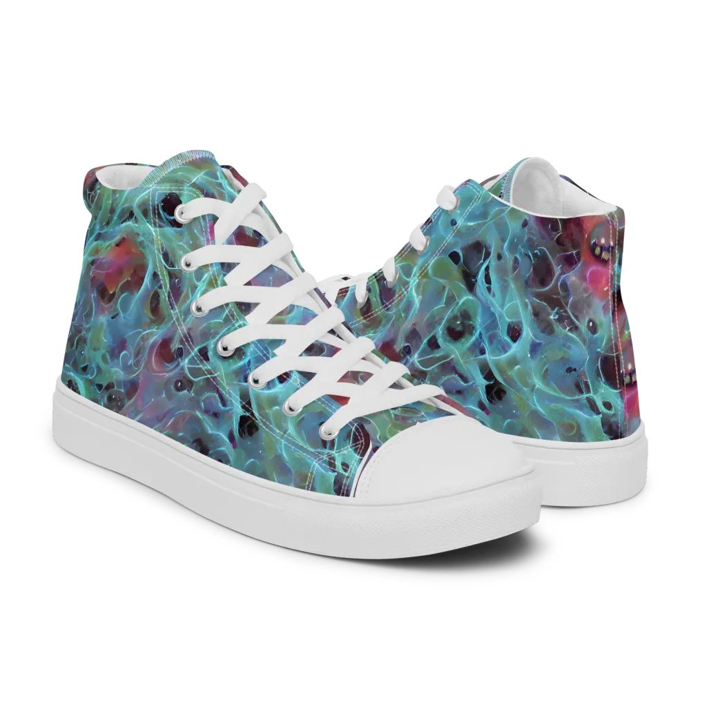 Cosmic Tide on Women's High Top Canvas Shoes — Right