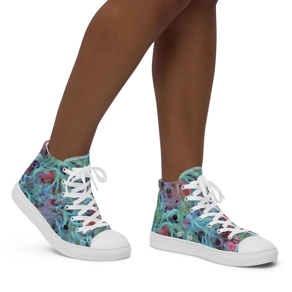 Cosmic Tide on Women's High Top Canvas Shoes — Right