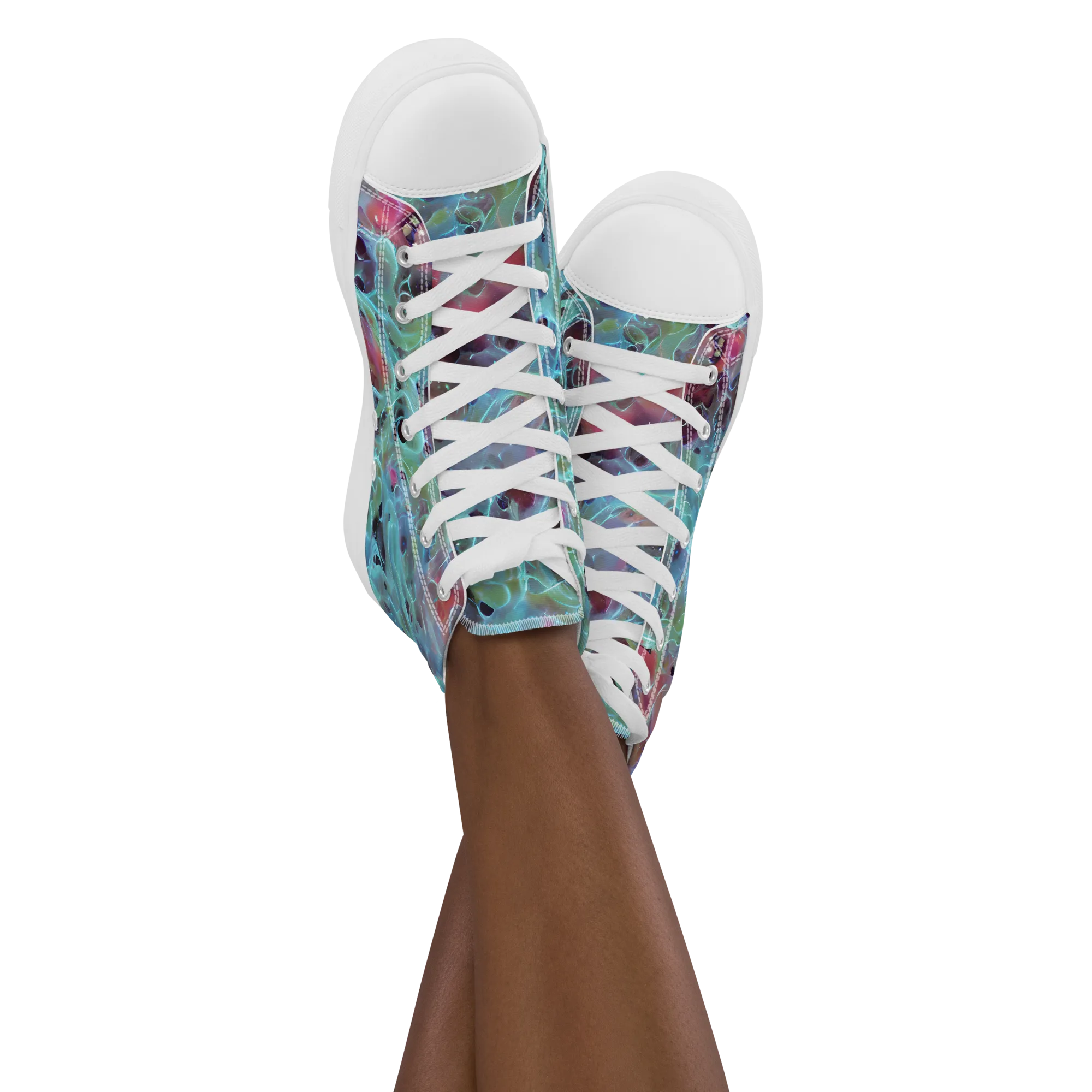 Cosmic Tide on Women's High Top Canvas Shoes — Front