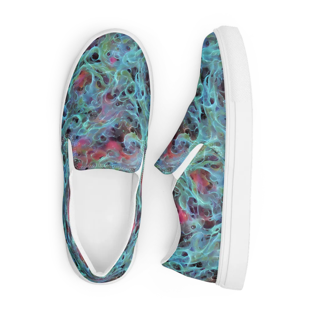 Cosmic Tide on Men's Slip-On Canvas Shoes — Front