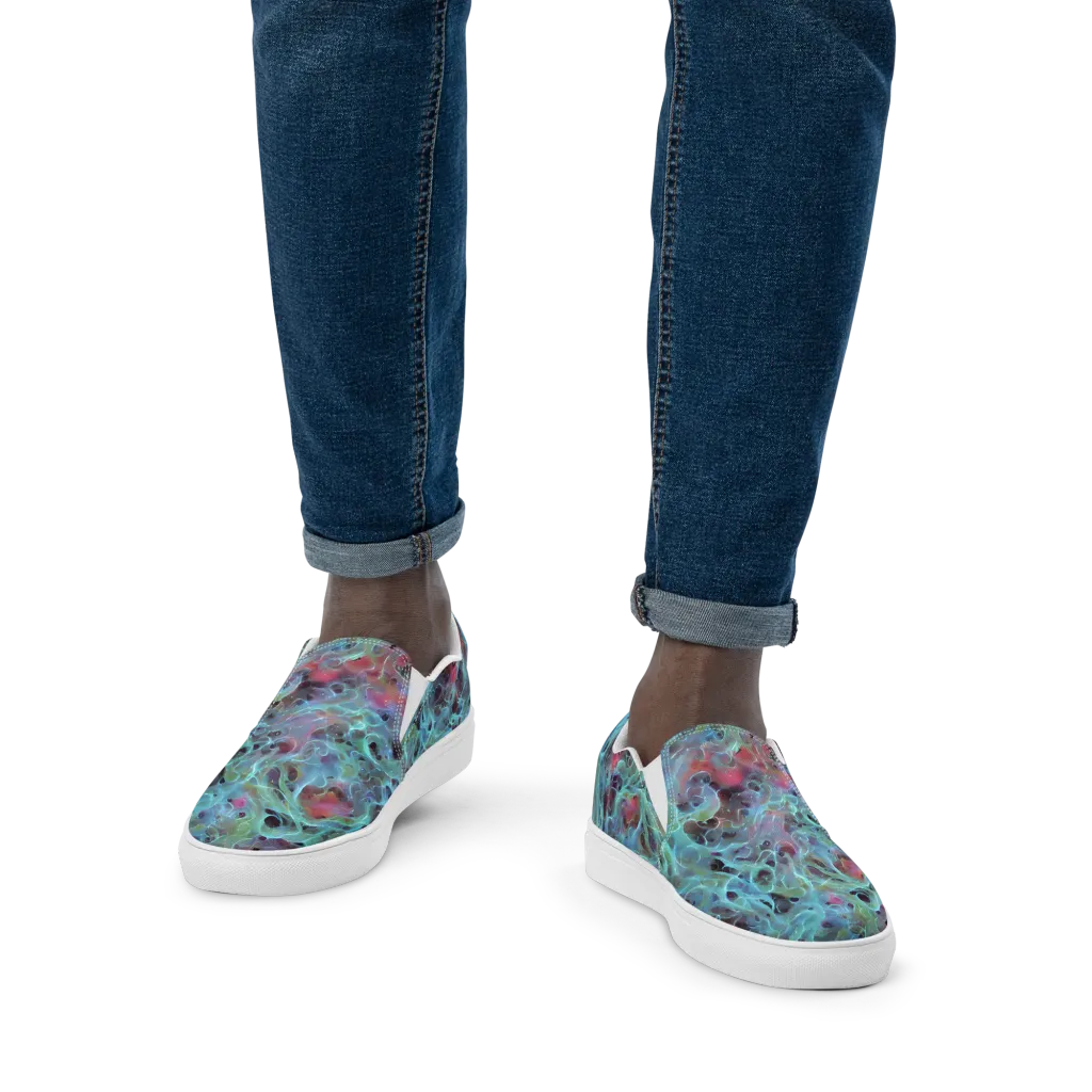Cosmic Tide on Men's Slip-On Canvas Shoes — Front