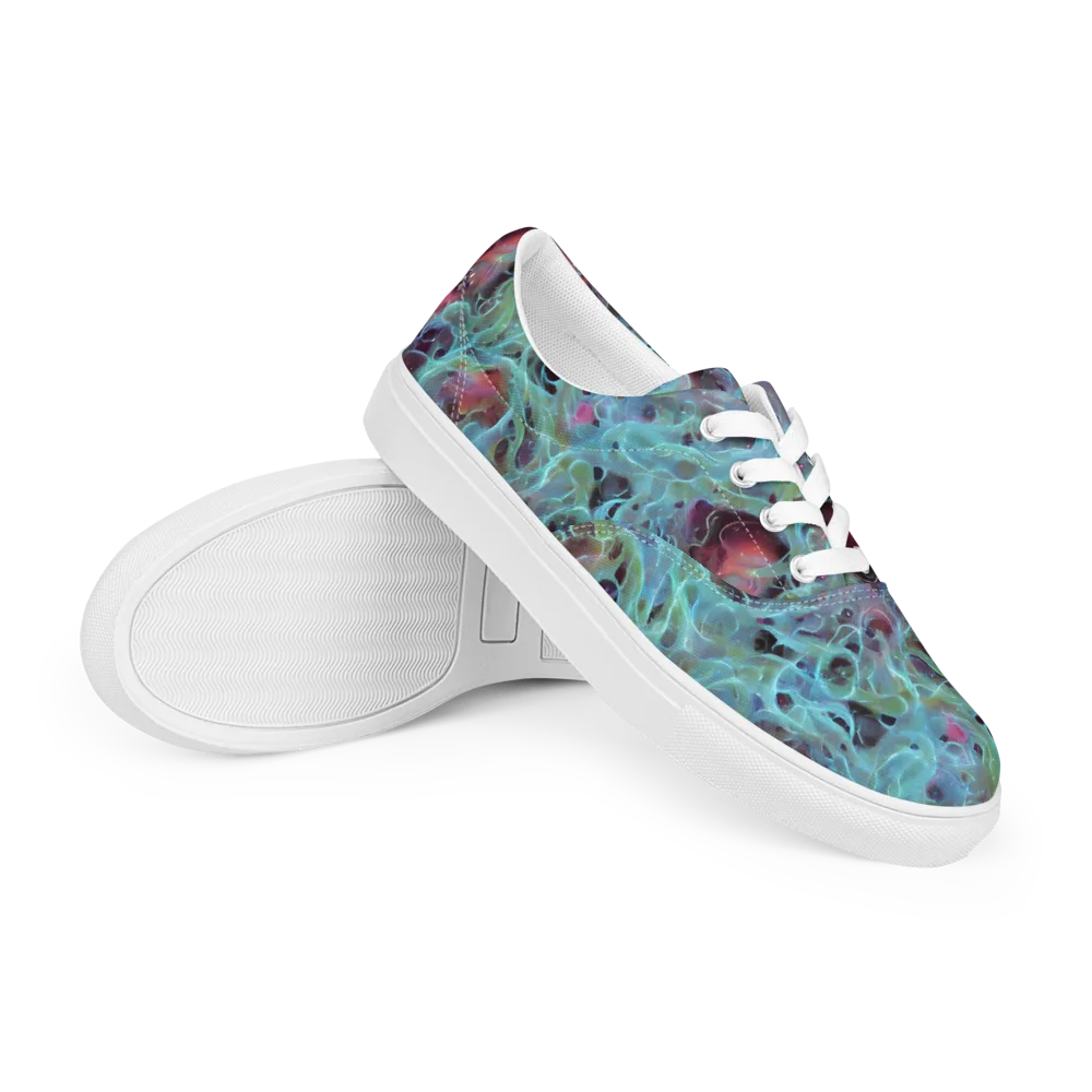 Cosmic Tide on Men's Lace-Up Canvas Shoes — Right Front