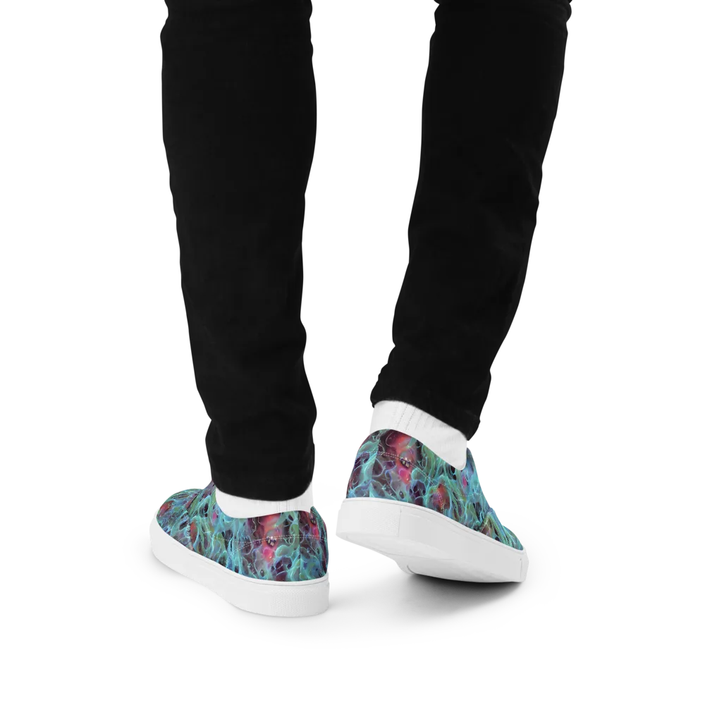 Cosmic Tide on Men's Lace-Up Canvas Shoes — Back
