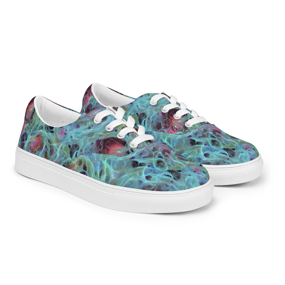 Cosmic Tide on Men's Lace-Up Canvas Shoes — Right Front