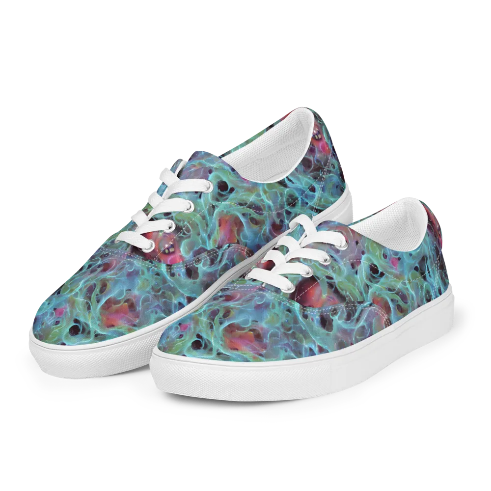 Cosmic Tide on Men's Lace-Up Canvas Shoes — Left Front