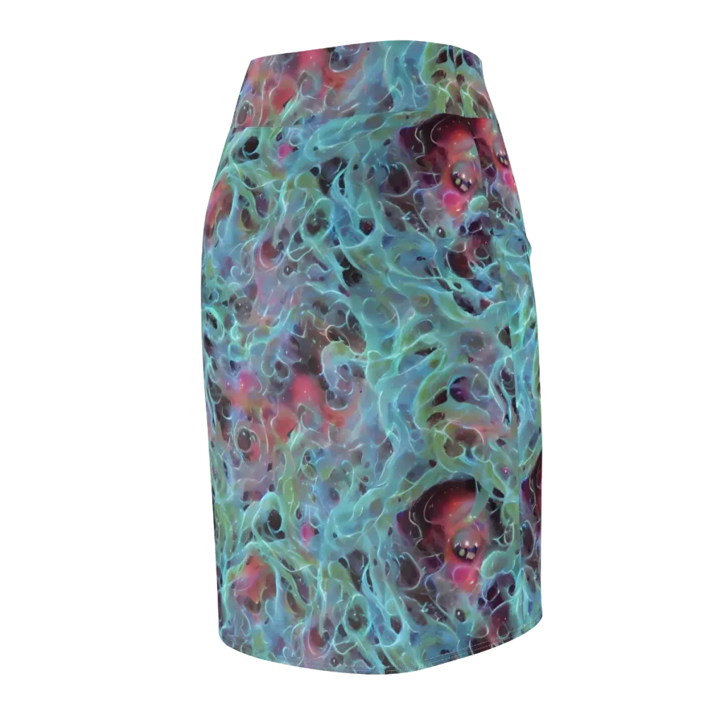 Cosmic Tide on Pencil Skirt — Back Side
