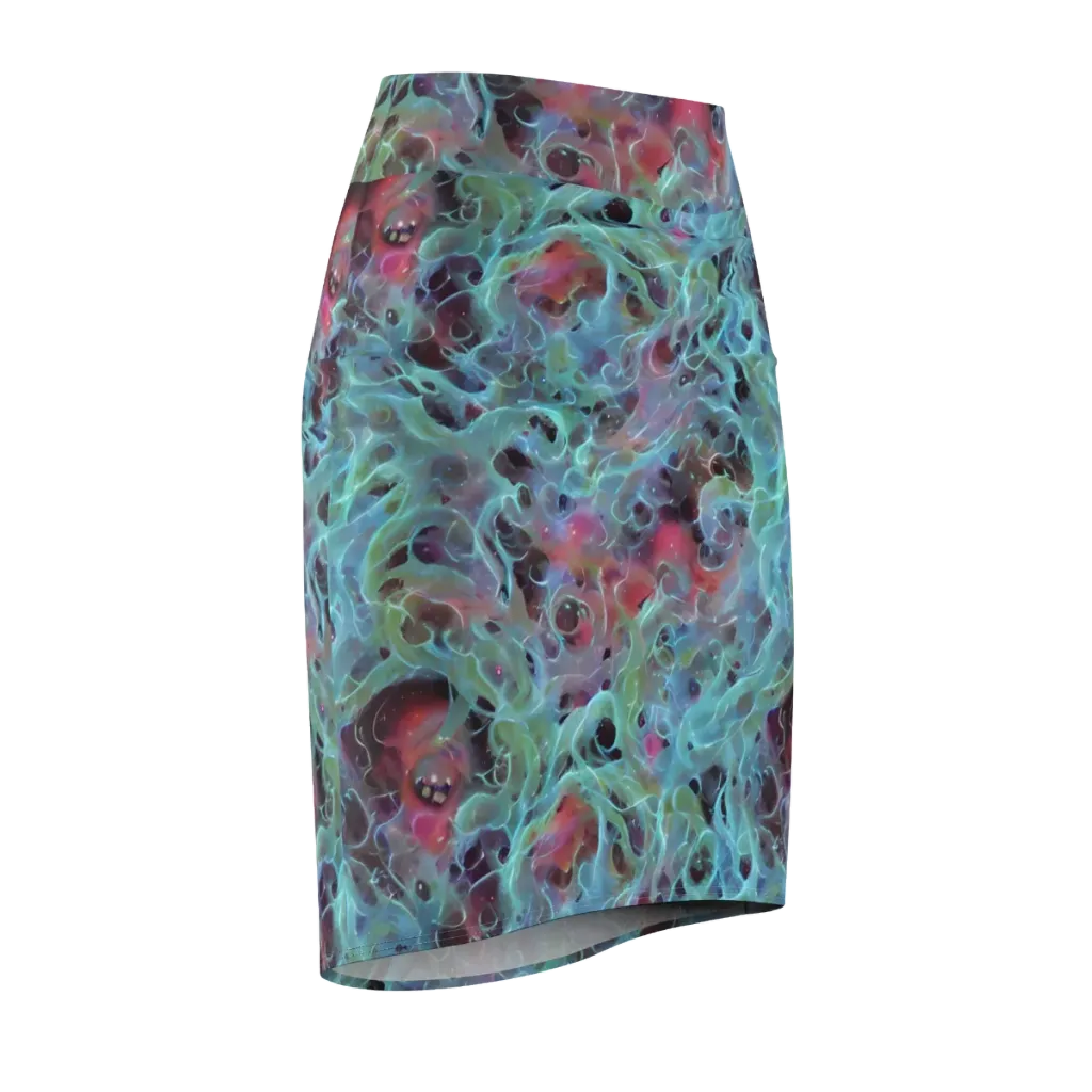 Cosmic Tide on Pencil Skirt — Front Side