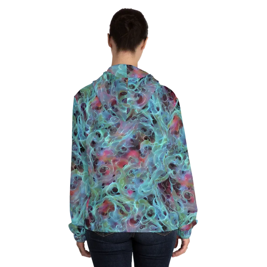 Cosmic Tide on Women's Full-Zip Hoodie — Back On Person