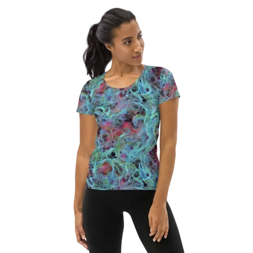 Cosmic Tide on a Women's Athletic T-Shirt